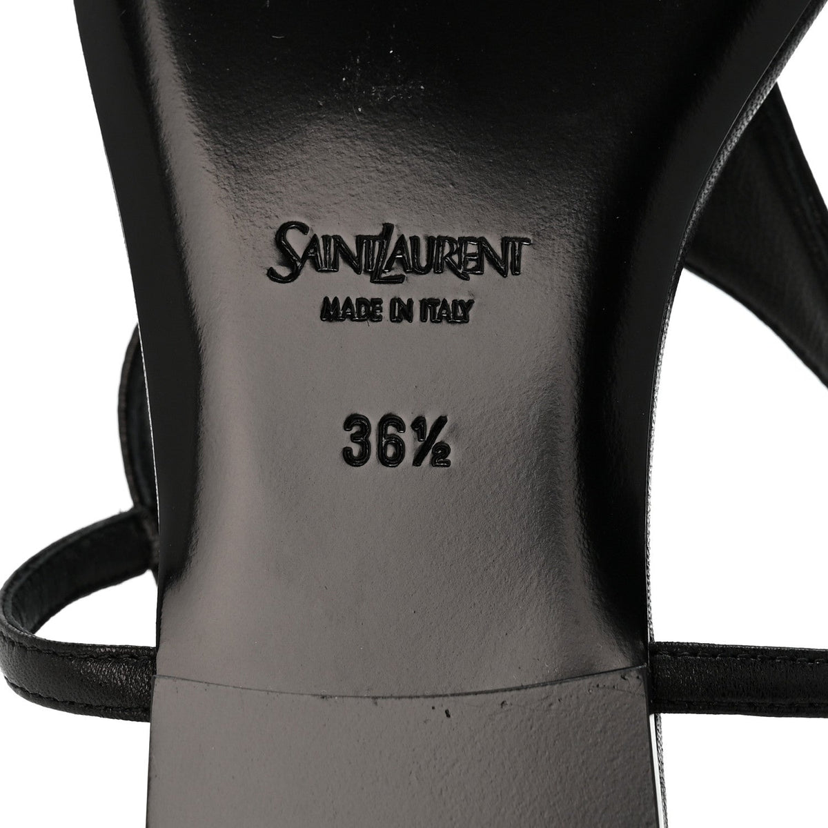 Saint Laurent Lambskin Women's Monogram Cassandra Slingback Flat Sandals 36.5 Black