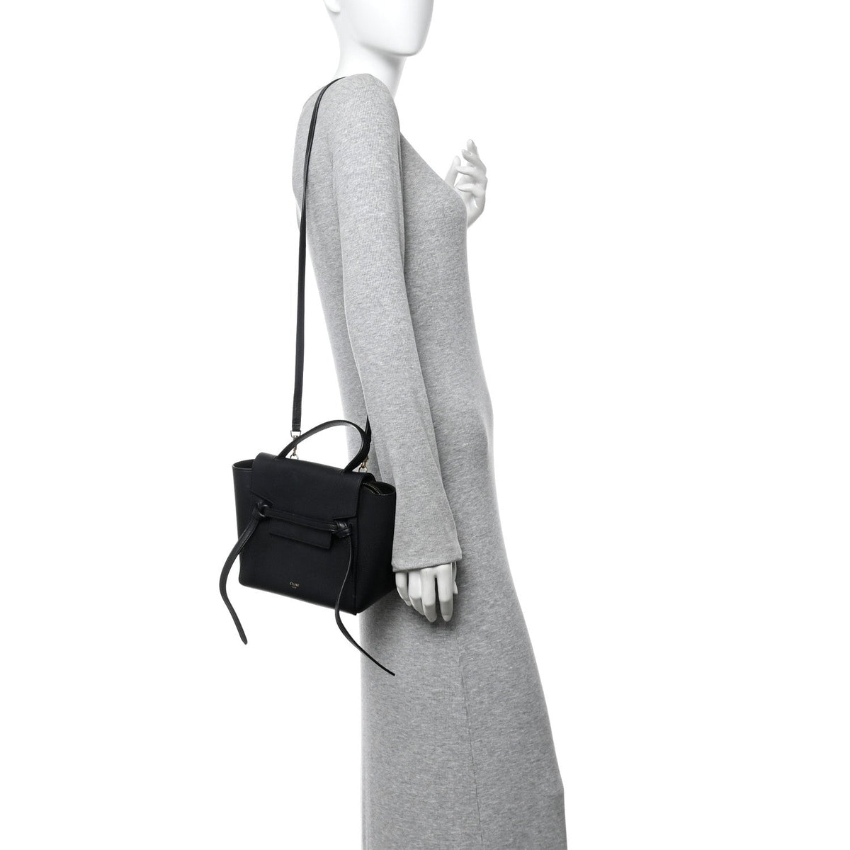 Nano Calfskin Belt Bag - Black