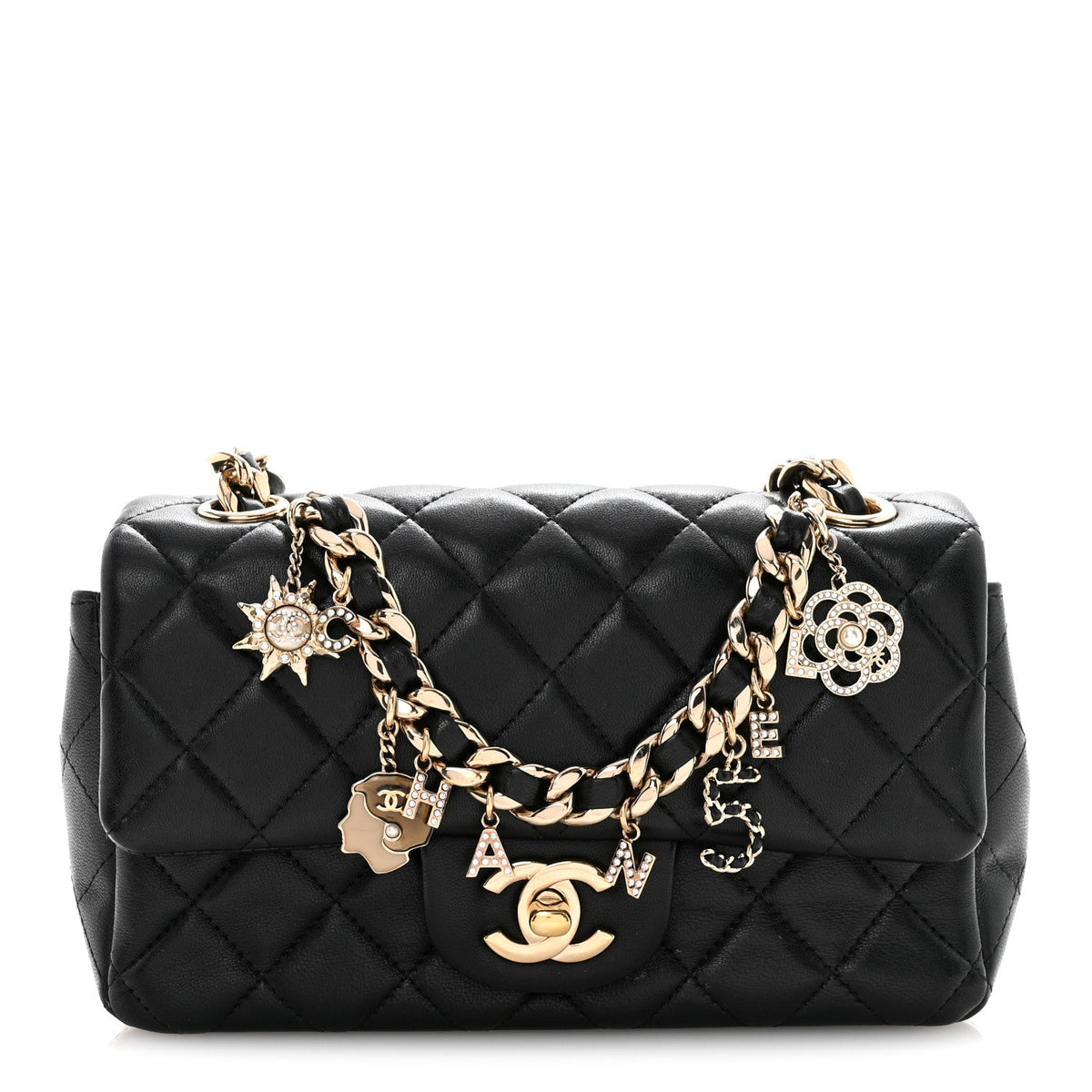 Mini Quilted Lambskin Flap Shoulder Bag - Tan