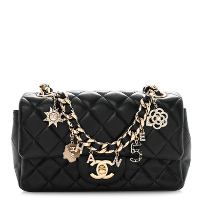 Mini Quilted Lambskin Flap Shoulder Bag - Tan