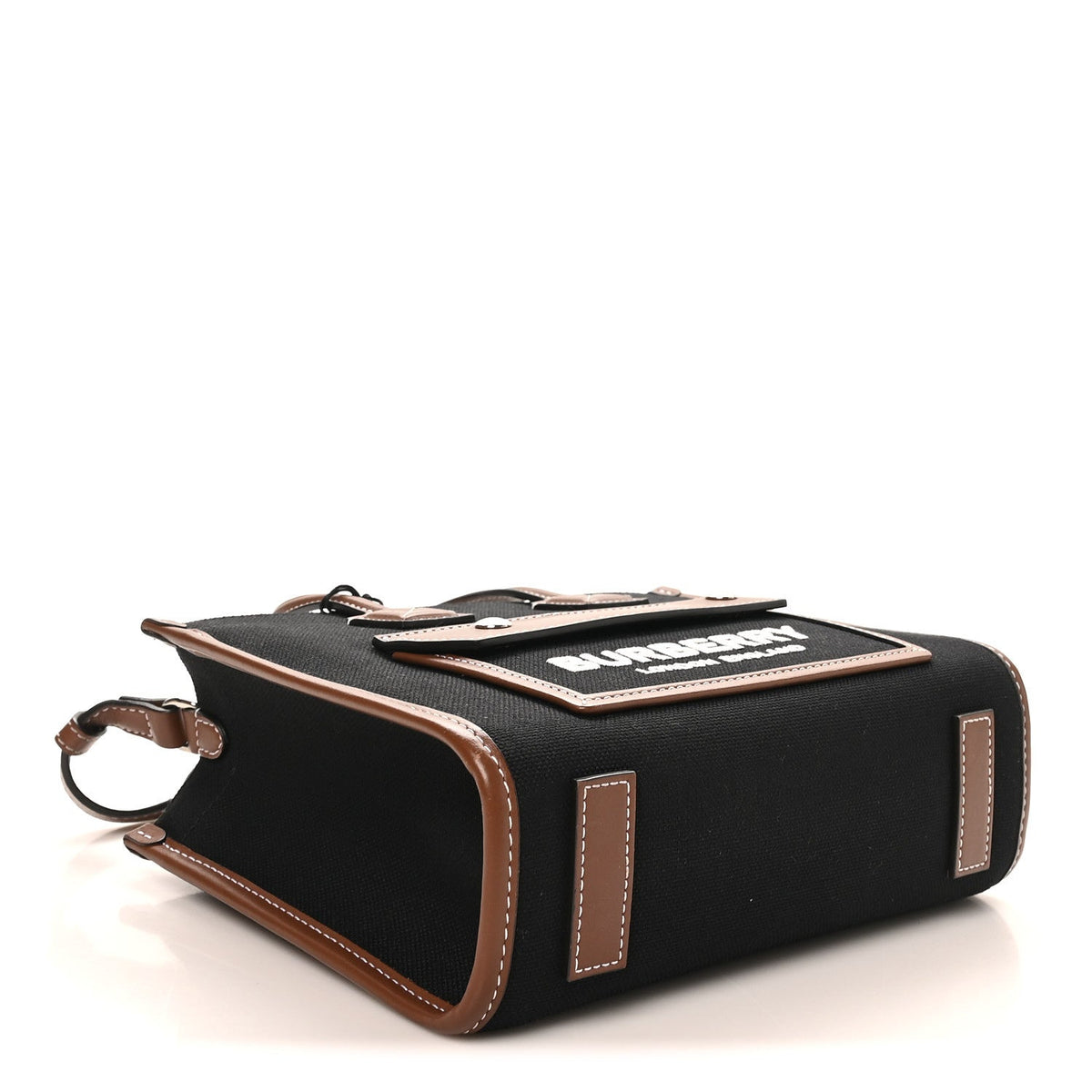 Mini Calfskin Canvas Tote Bag - Black