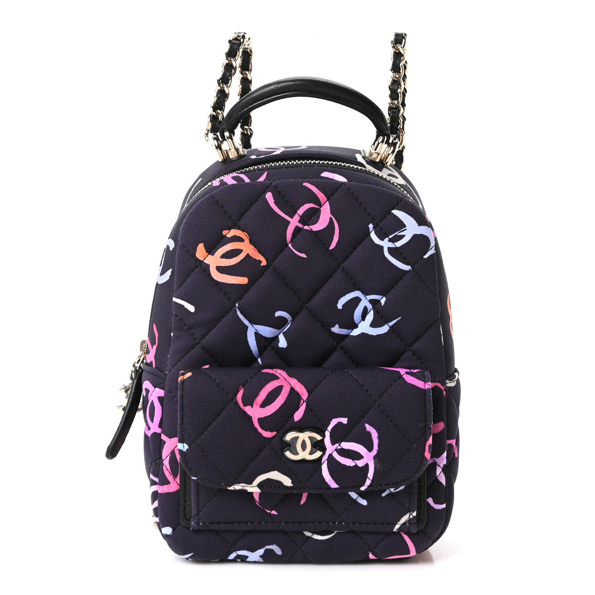 Mini Quilted Fabric Backpack - Black