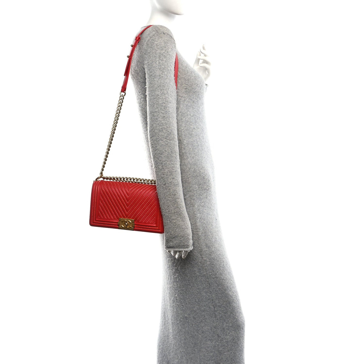 Medium Lambskin Flap Shoulder Bag - Red