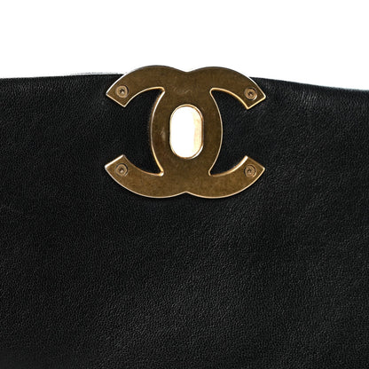 Medium Quilted Lambskin Flap Shoulder Bag - Black