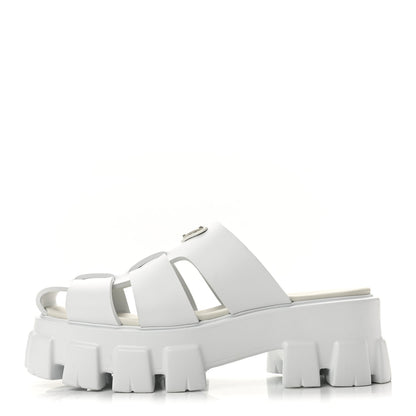 Prada Foam Rubber Women's Monolith Cage Sandals 38 White