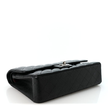 Medium Quilted Caviar Flap Shoulder Bag - Black