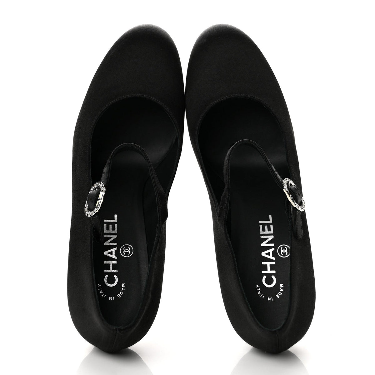 Chanel Satin Crystal Mary Jane Women's Pumps Black