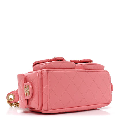 Quilted Lambskin Hobo Bag - Pink