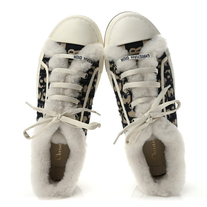 Christian Dior Canvas Shearling Women's Walk'N'Dior Platform Sneakers 39 Deep Blue