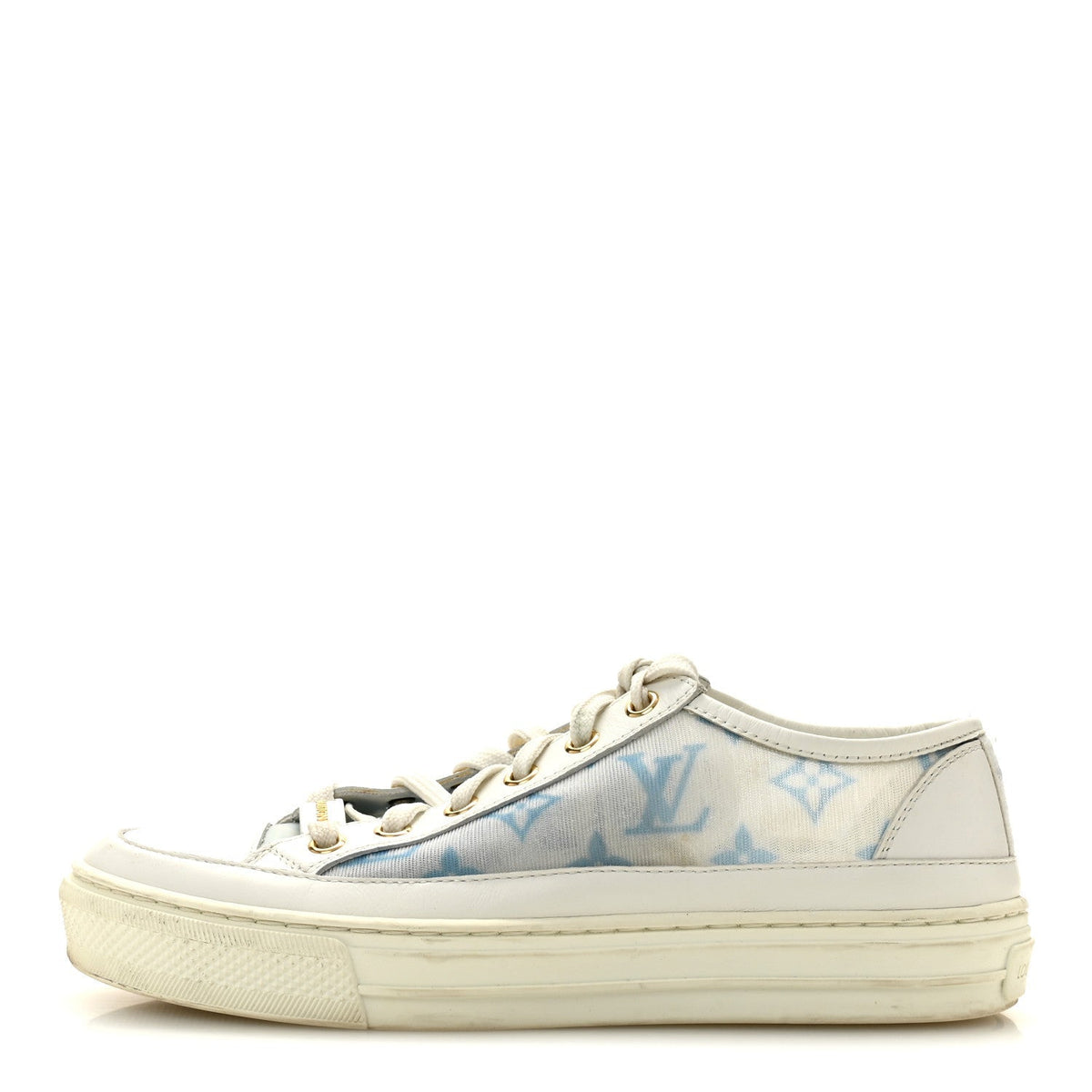 Louis Vuitton Technical Fabric Calfskin Women's Monogram Stellar Sneakers 35 Blue