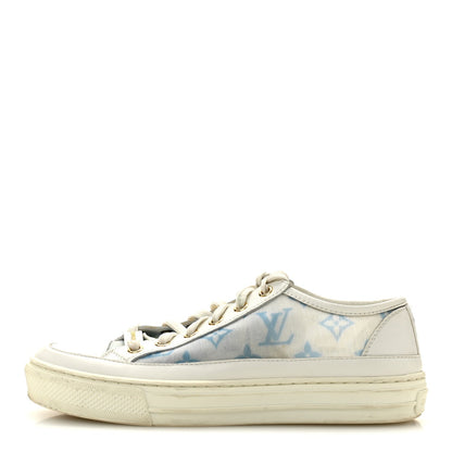 Louis Vuitton Technical Fabric Calfskin Women's Monogram Stellar Sneakers 35 Blue