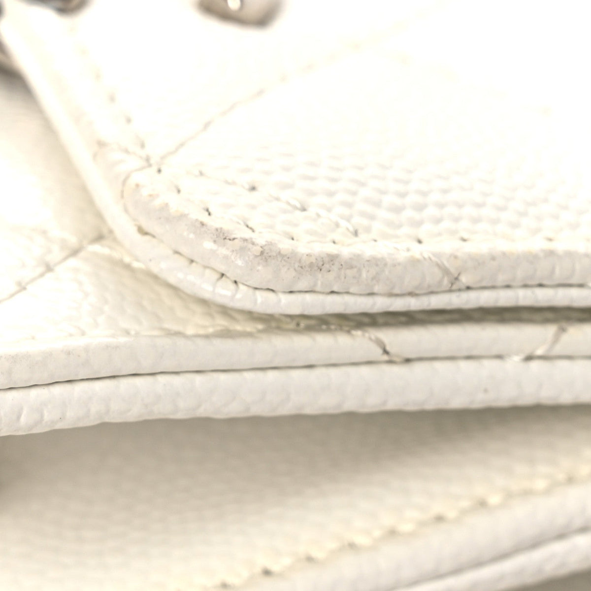 Quilted Caviar Clutch Bag - White