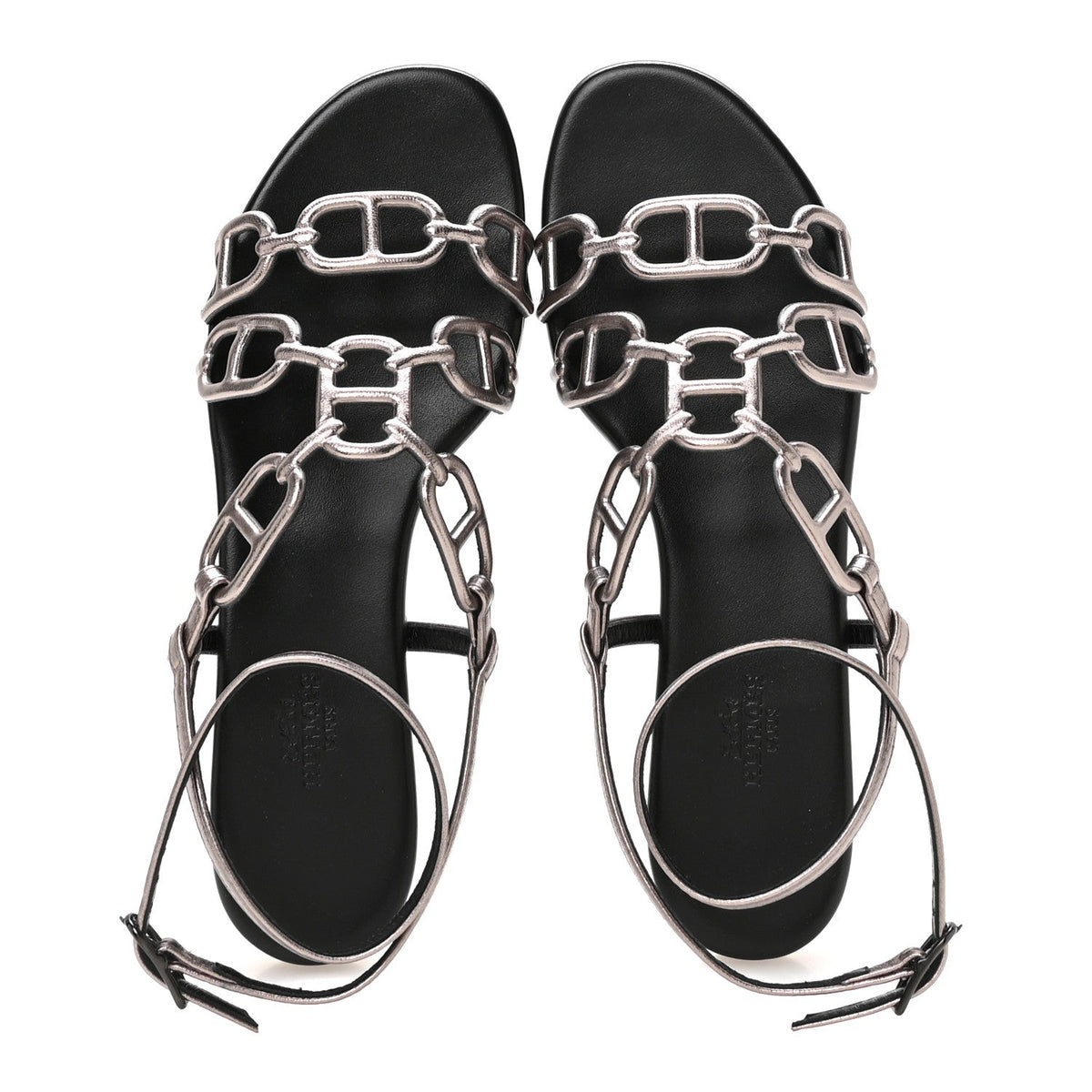 Hermès Metallic Nappa Women's Naos Sandals 38 Champagne