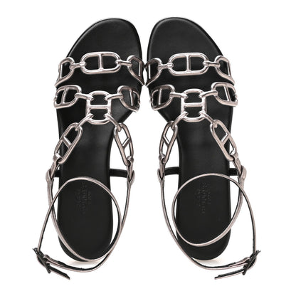 Hermès Metallic Nappa Women's Naos Sandals 38 Champagne
