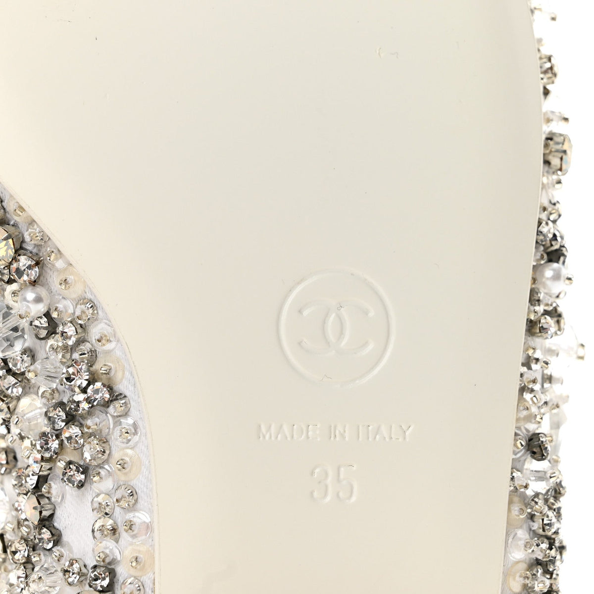 Chanel Satin Crystal Grosgrain Bow CC Slingback Women's Flats