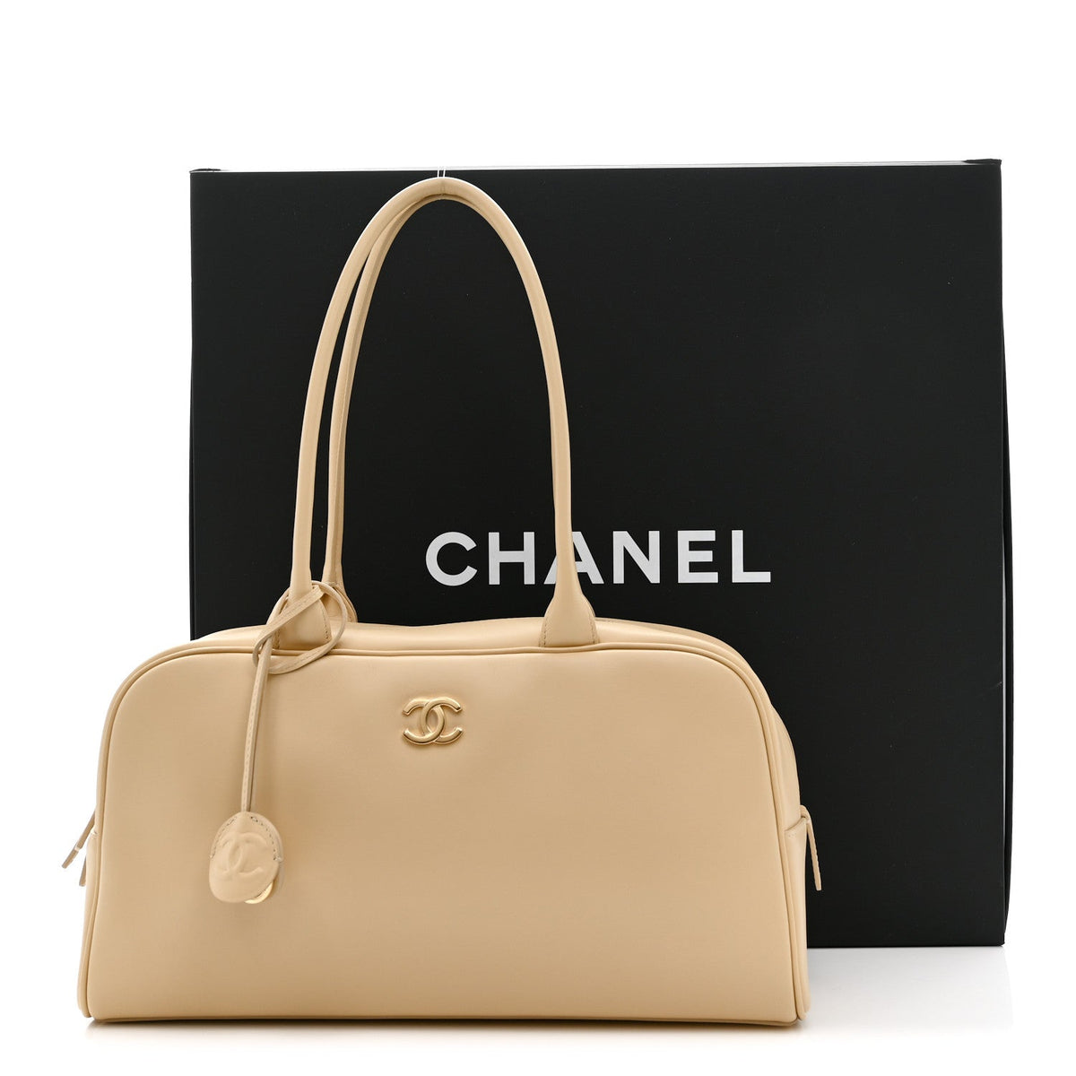 Large Calfskin Handbag - Beige