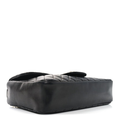 Medium Quilted Lambskin Flap Shoulder Bag - Black