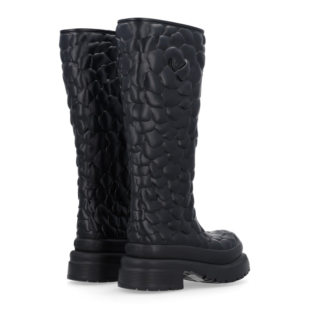 Valentino Garavani Rubber Women's Atelier 03 Rose Tall Rainboots 35 Black