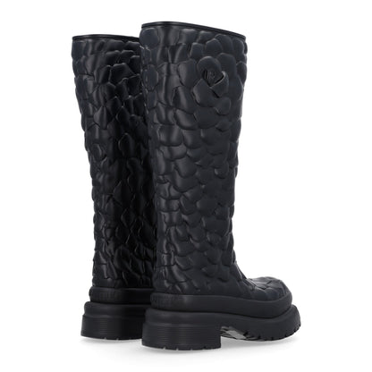 Valentino Garavani Rubber Women's Atelier 03 Rose Tall Rainboots 35 Black