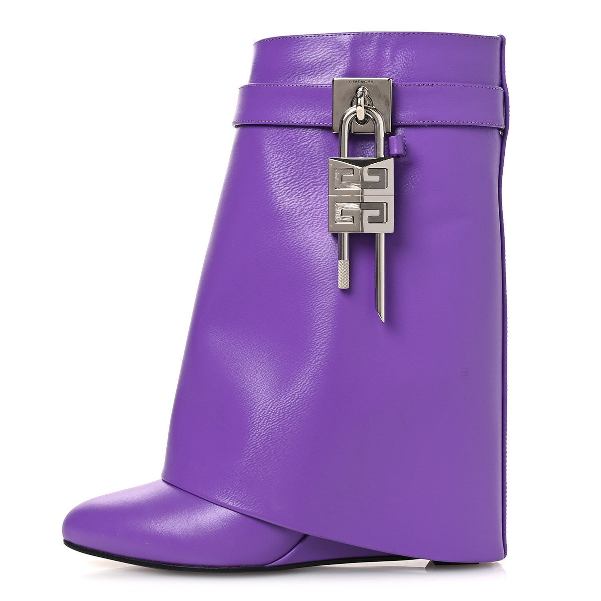 Calfskin Shark Lock Ankle Boots Ultraviolet