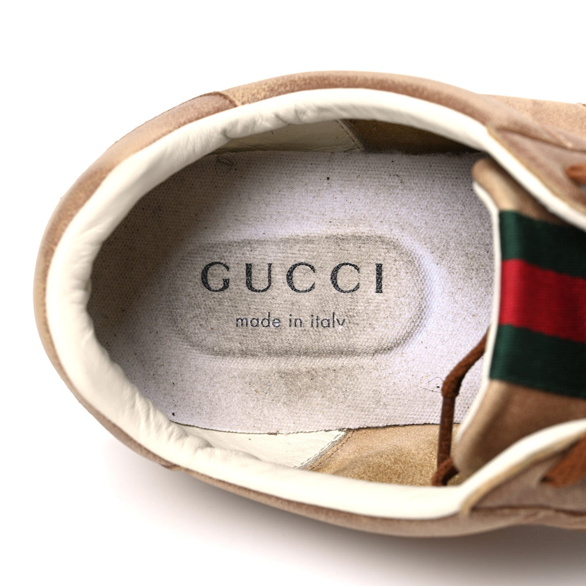 Gucci Monogram Suede Web Men's Shift Sneakers 9.5 Beige Brown