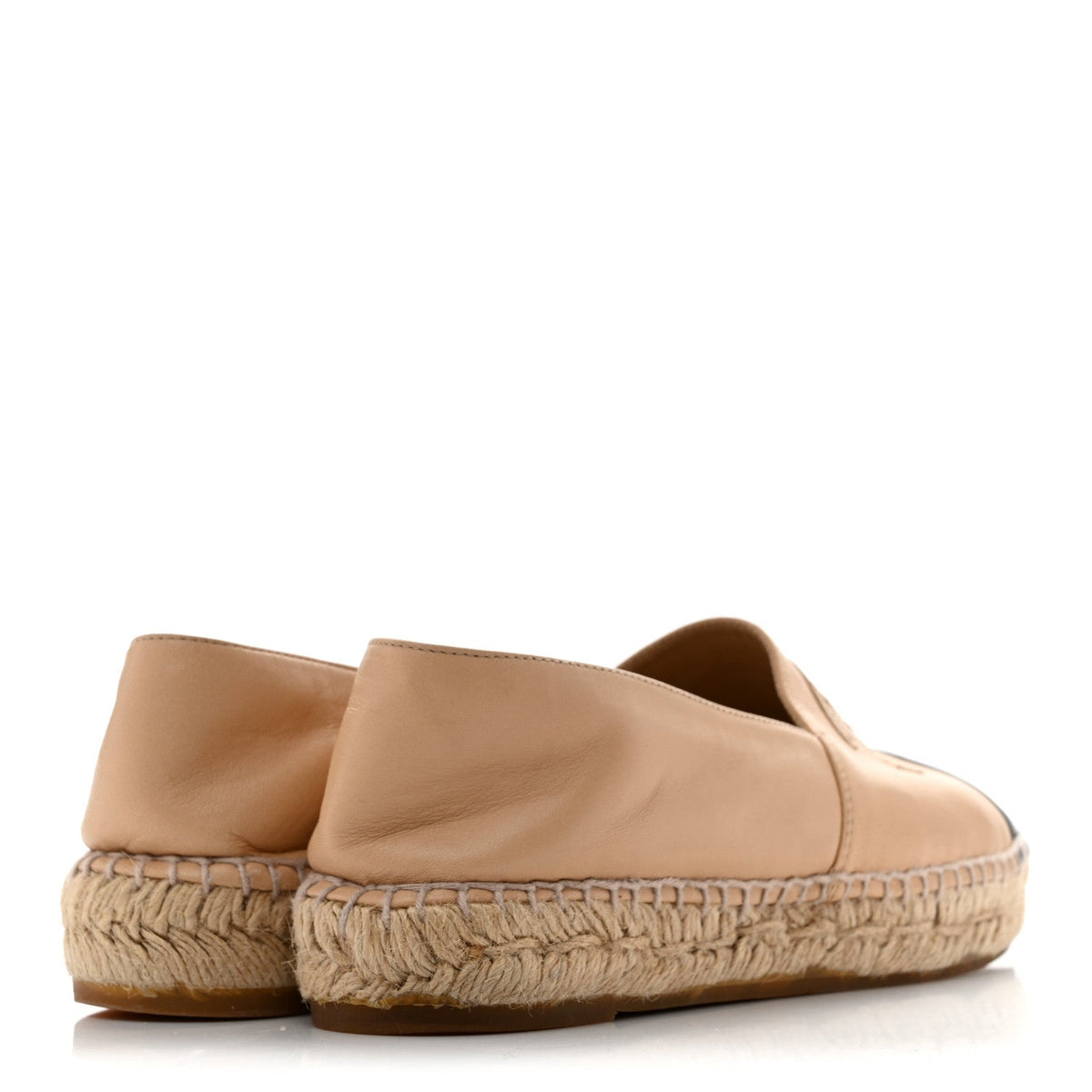 Chanel Lambskin Women's CC Espadrilles 37 Beige Black