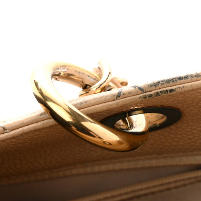 Quilted Caviar Tote Bag - Beige