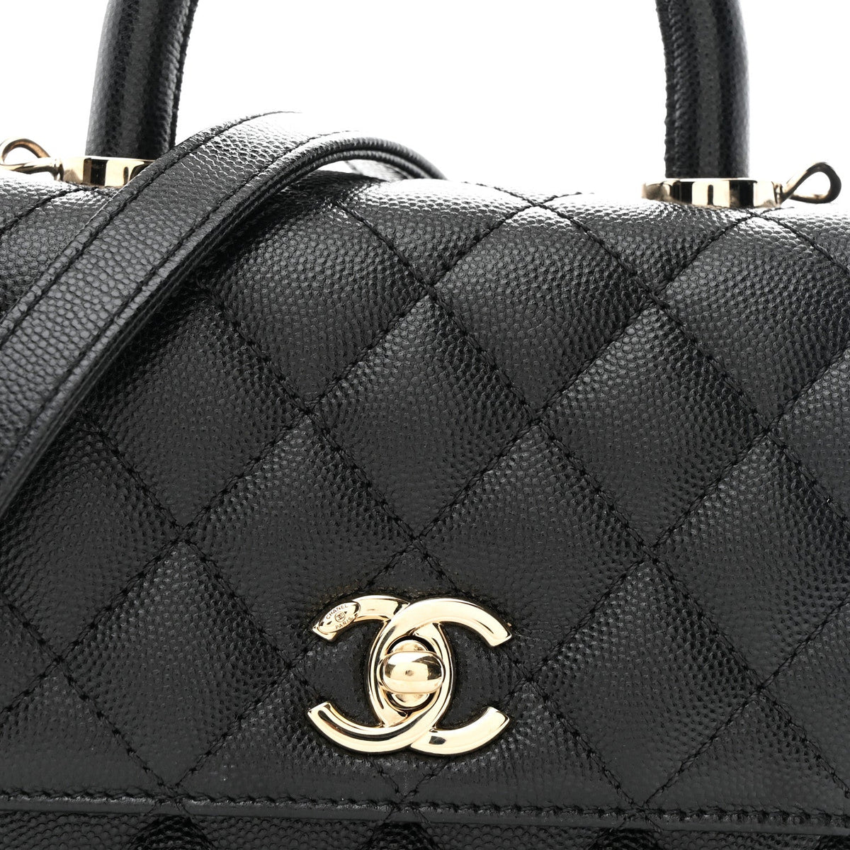 Mini Quilted Caviar Flap Shoulder Bag - Black