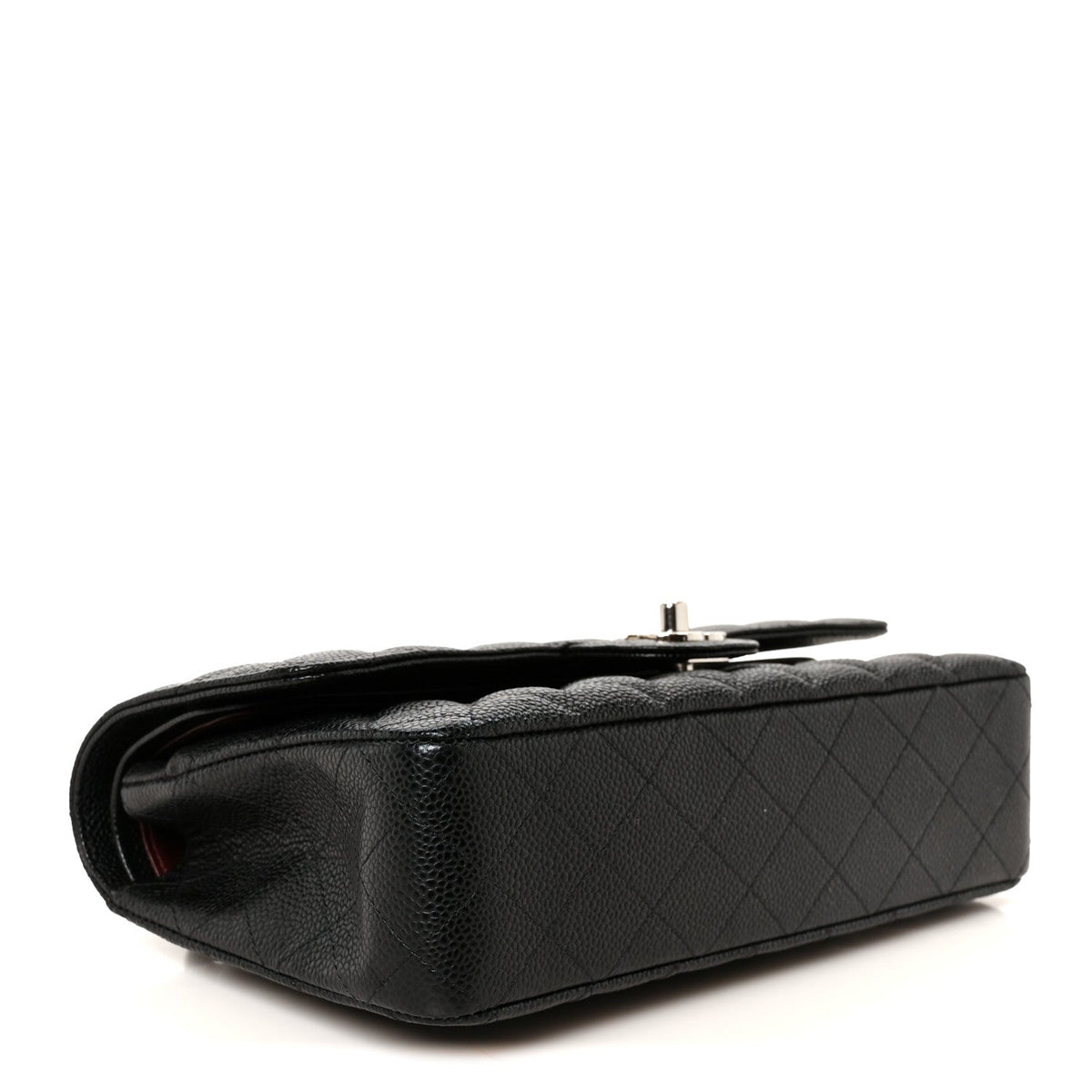 Medium Quilted Caviar Flap Shoulder Bag - Black