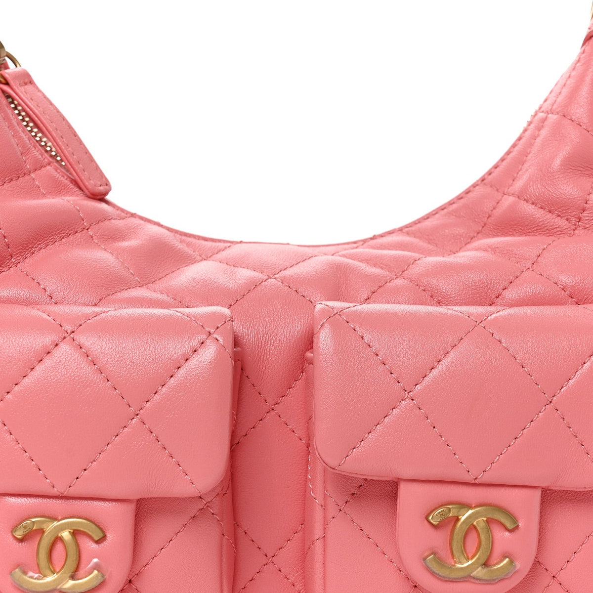 Quilted Lambskin Hobo Bag - Pink