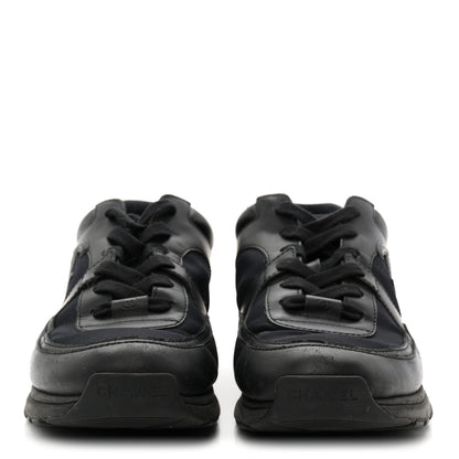 Chanel Lambskin Fabric Women's CC Uniform Sneakers 39 Black