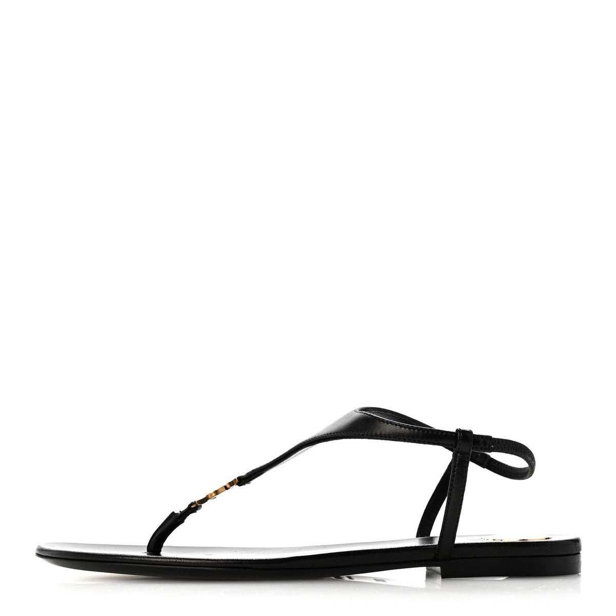 Saint Laurent Lambskin Women's Monogram Cassandra Slingback Flat Sandals 36.5 Black