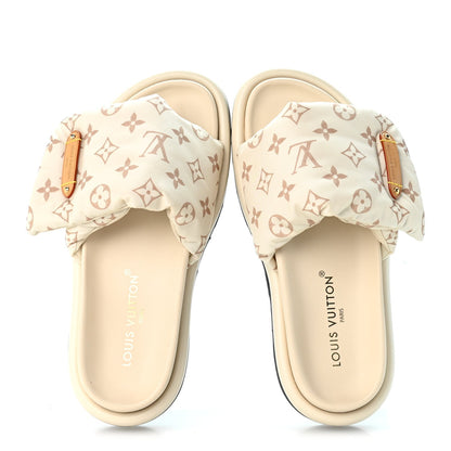 Louis Vuitton Nylon Monogram Women's Pool Pillow Comfort Mules 41 Dune Beige