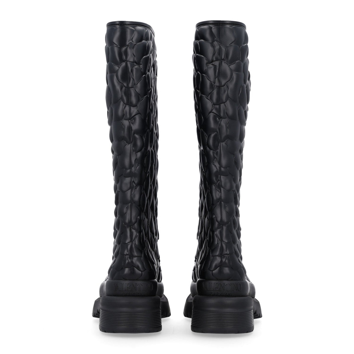 Valentino Garavani Rubber Women's Atelier 03 Rose Tall Rainboots 35 Black