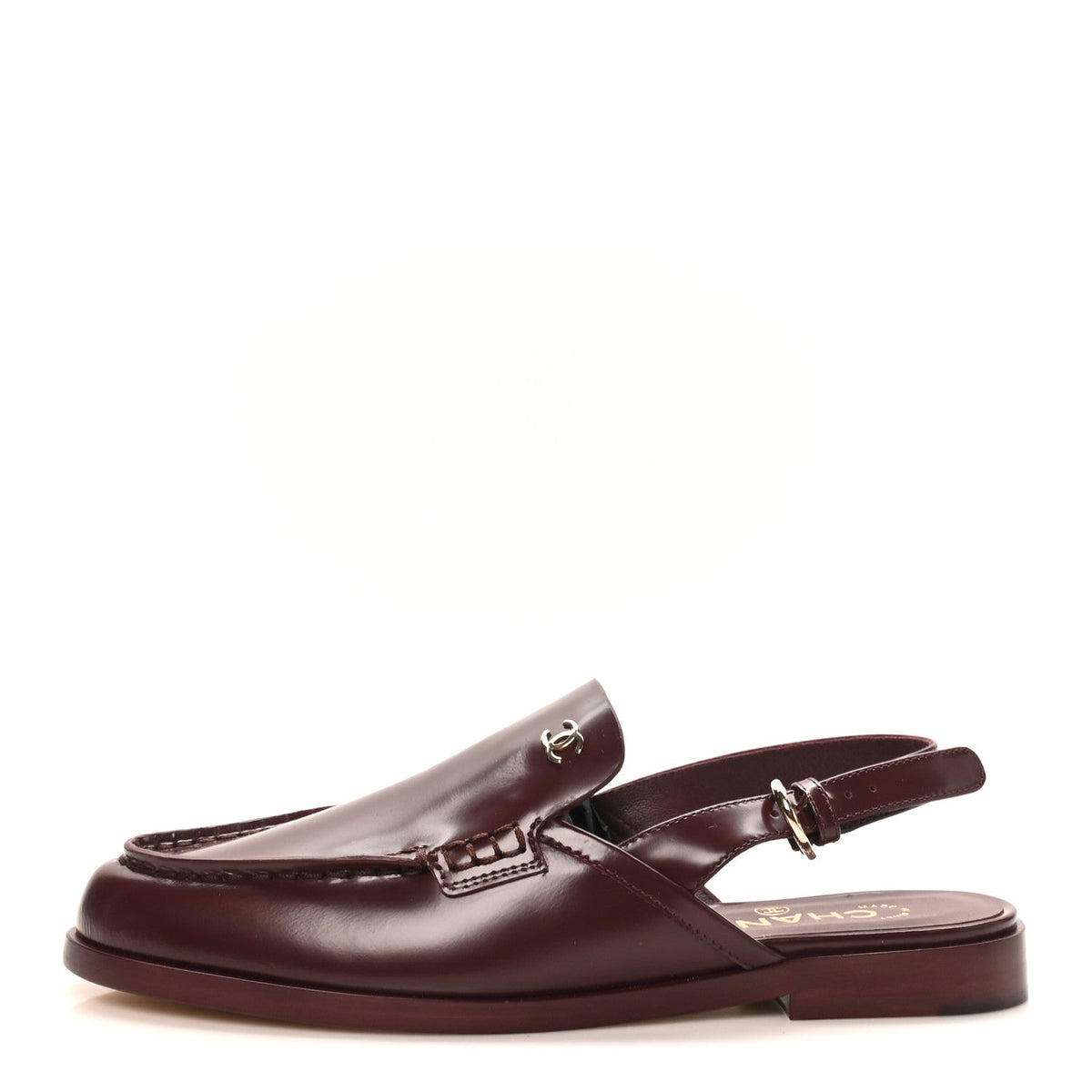 Shiny Calfskin Slingback Loafers Burgundy