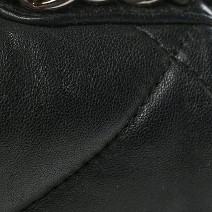 Medium Quilted Lambskin Flap Shoulder Bag - Black