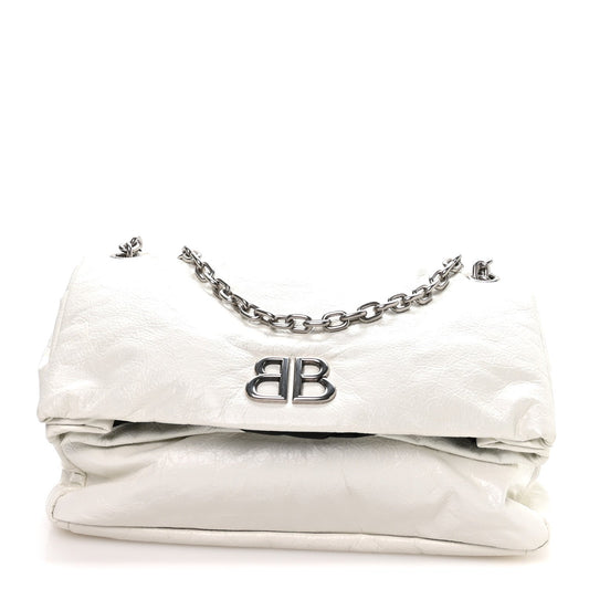 Medium Calfskin Nylon Shoulder Bag - White