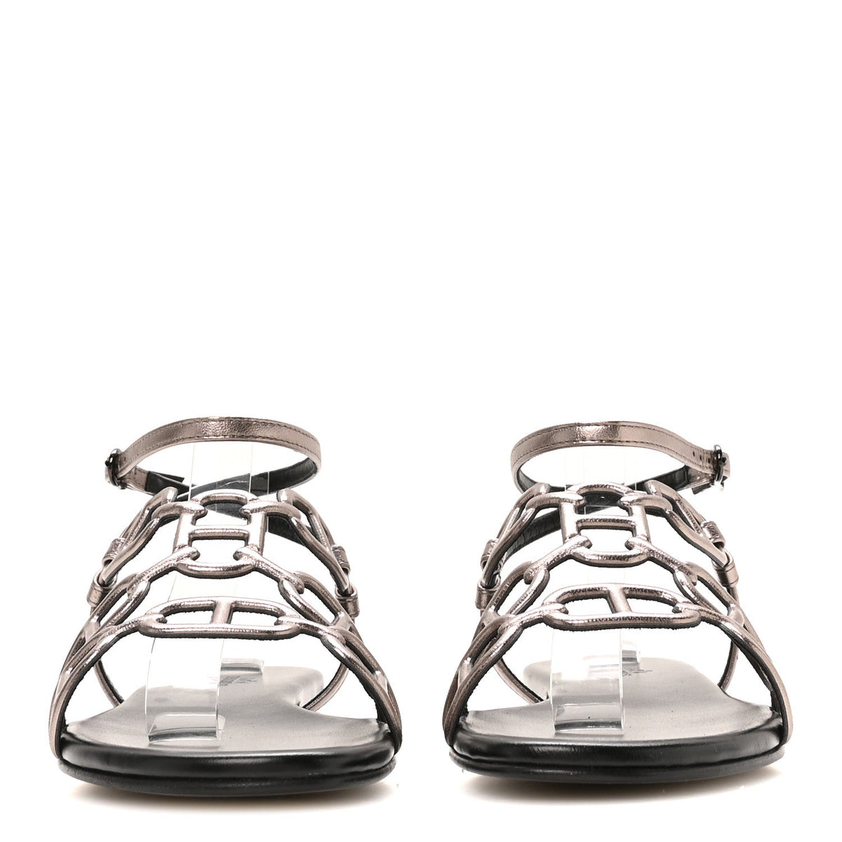 Hermès Metallic Nappa Women's Naos Sandals 38 Champagne
