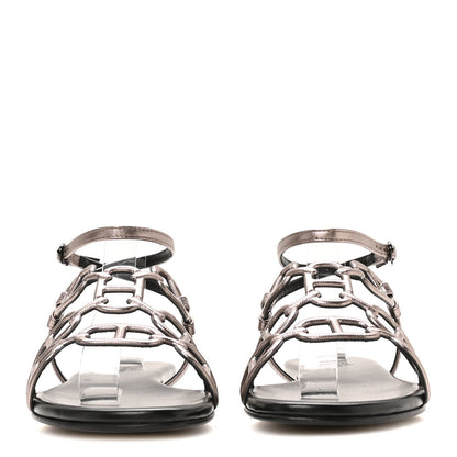Hermès Metallic Nappa Women's Naos Sandals 38 Champagne