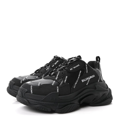 Balenciaga Technical Fabric Men's Triple S Sneakers 40 Black White