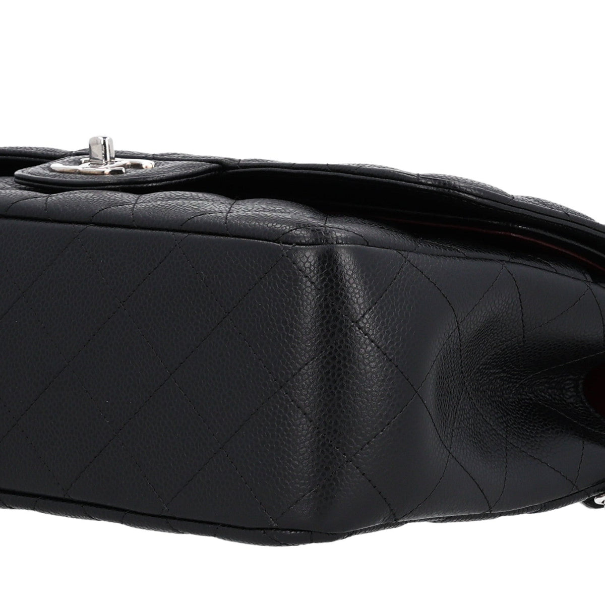 Quilted Caviar Flap Shoulder Bag - Black