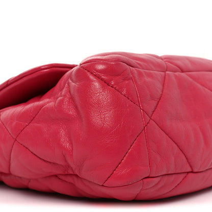 Large Quilted Goatskin Flap Shoulder Bag - Pink