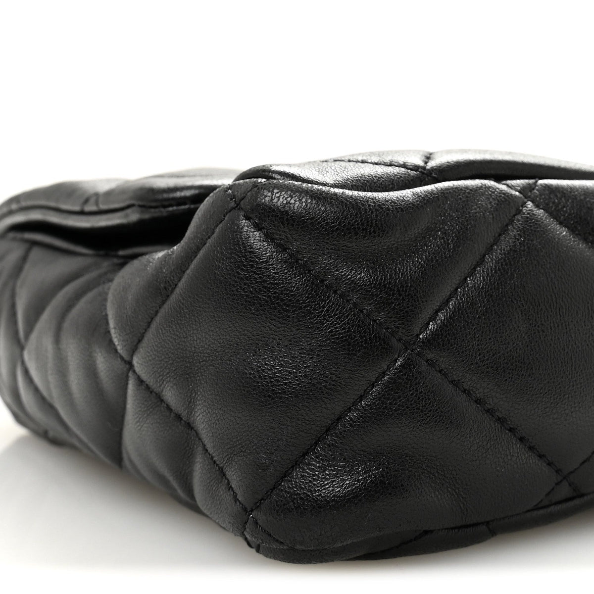 Large Quilted Lambskin Flap Shoulder Bag - Black