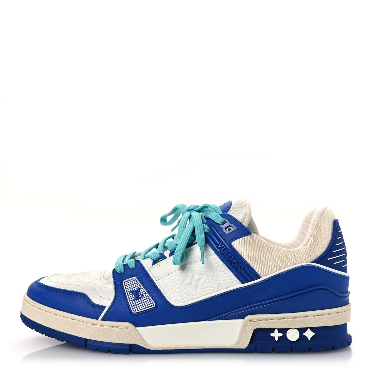 Calfskin Embossed Monogram LV Trainer Sneakers 8.5 Blue