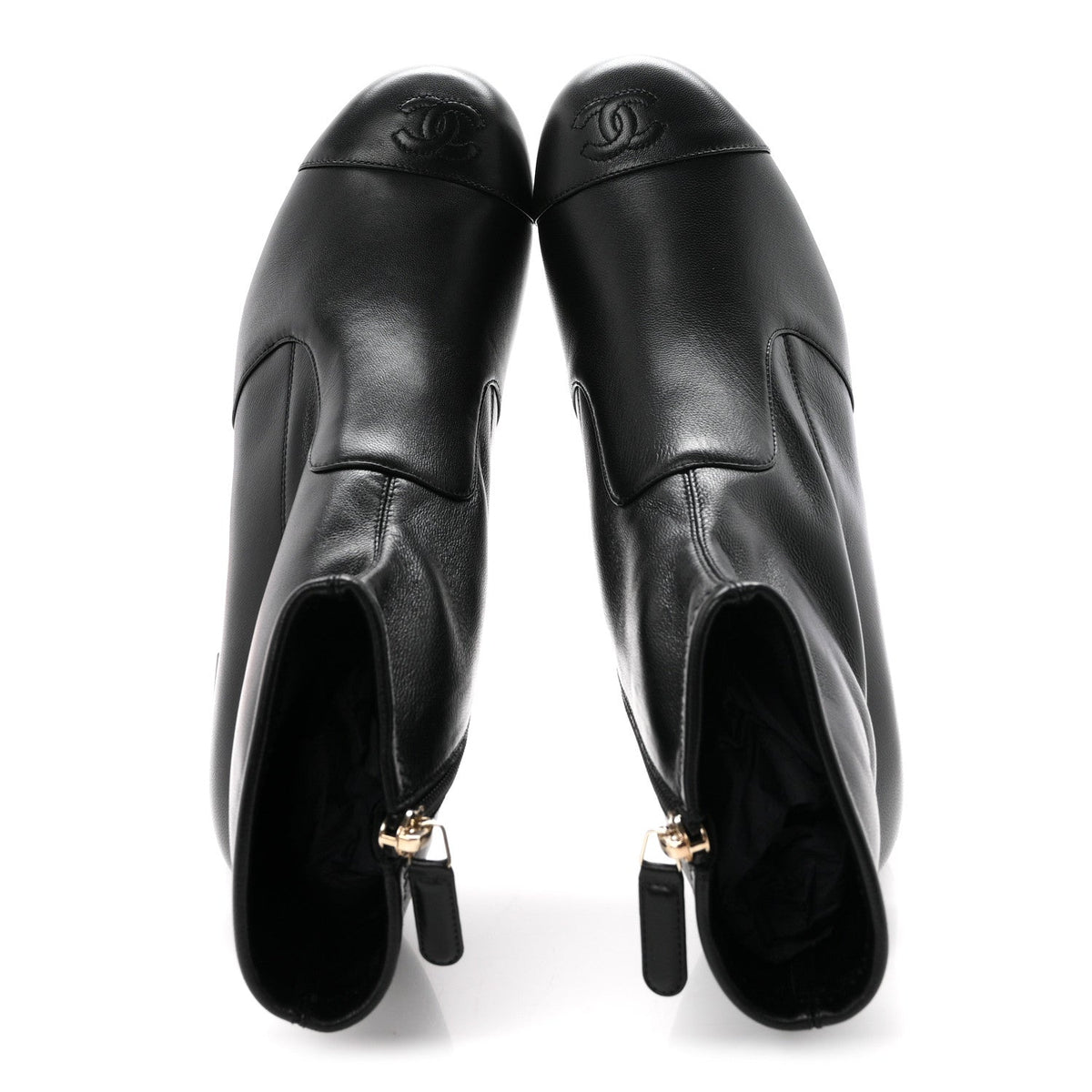 Chanel Stretch Lambskin Women's CC Uniform Boots 40.5 Black
