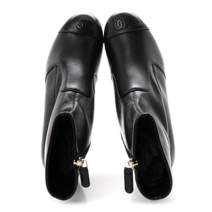 Chanel Stretch Lambskin Women's CC Uniform Boots 40.5 Black