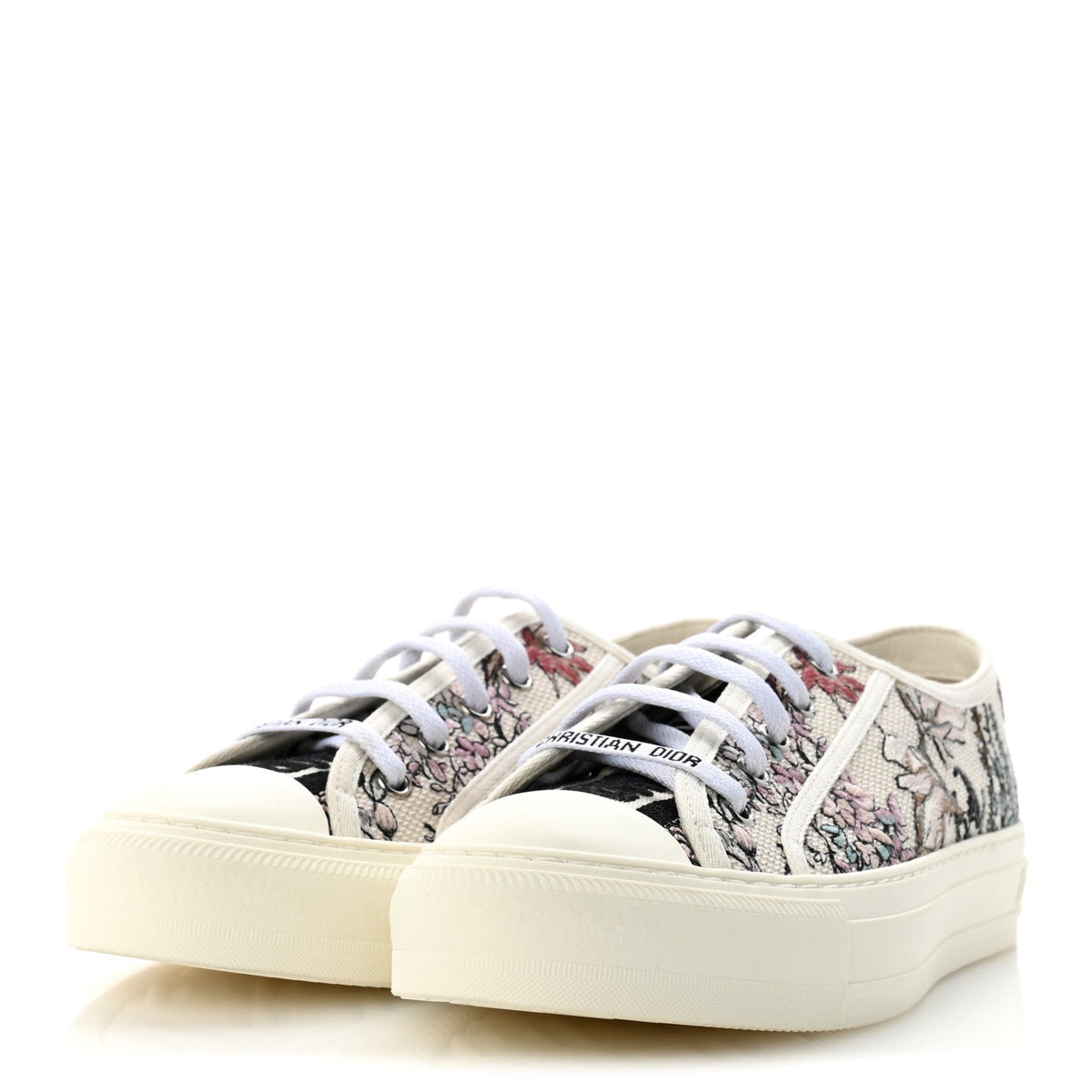 Christian Dior Canvas Embroidered Women's Walk'N'Dior Sneakers 38 White Multicolor