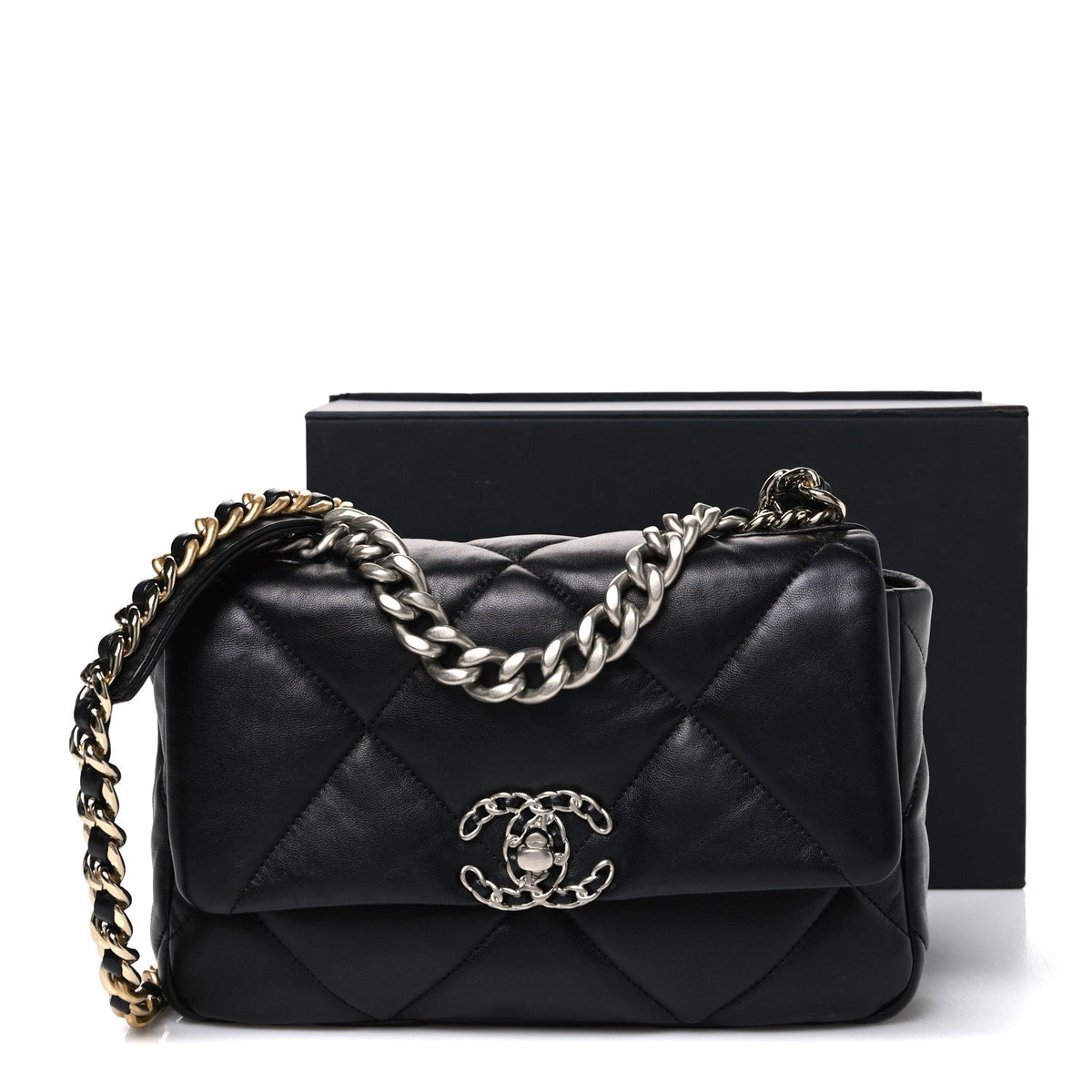 Medium Quilted Lambskin Flap Shoulder Bag - Black