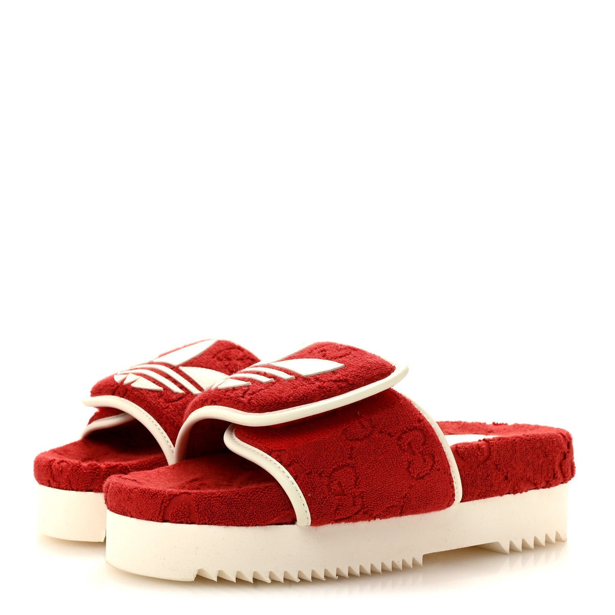 Gucci X Adidas Terry Cloth Women's Platform Sandals 36 Maple Red Off White
