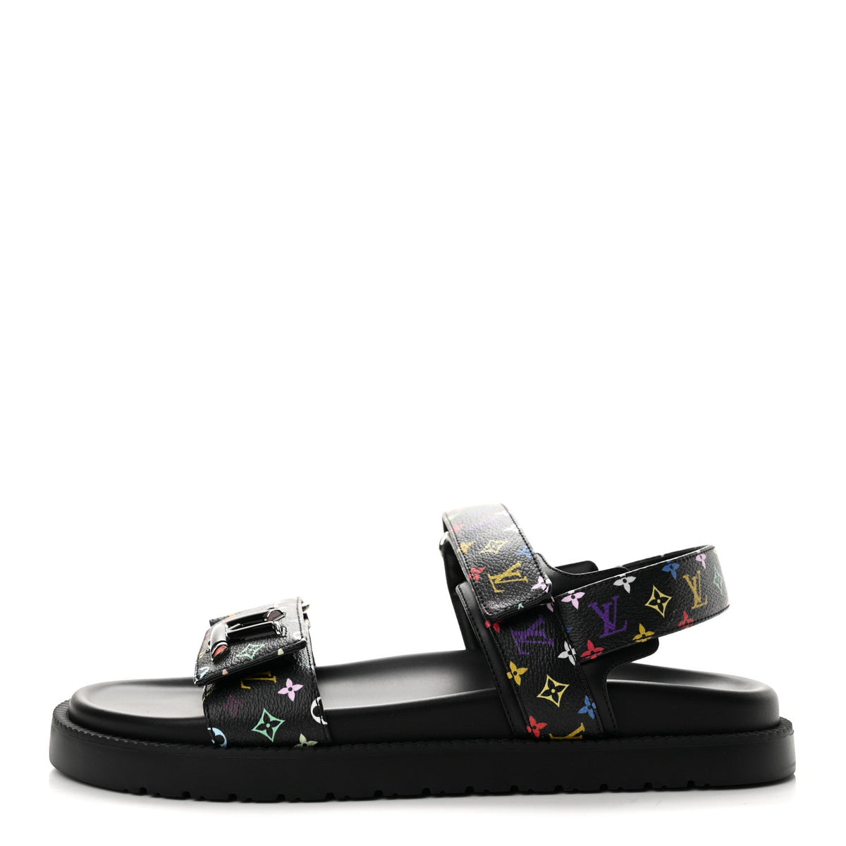 LV X Tm Monogram Multicolor Sunset Flat Sandals Black